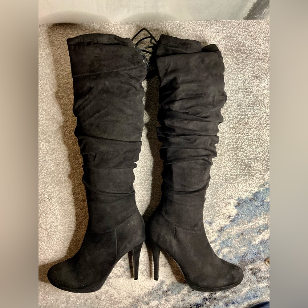 Thalia Sodi Brisa Over the Knee Platform Boots in Black Microsuede - Size 6 - Picture 7 of 12